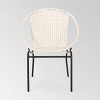 Java 3pc Faux Rattan Modern Chat Set: White, Weather-Resistant, 2 Arm Chairs & Accent Table - Christopher Knight Home - 4 of 4