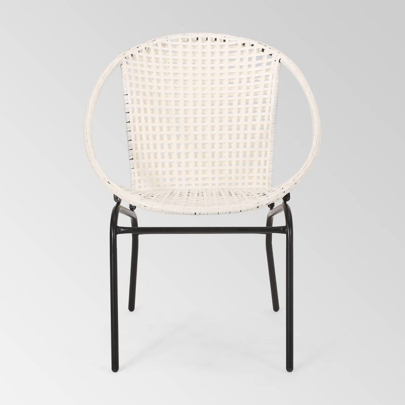 Java 3pc Faux Rattan Modern Chat Set - White - Christopher Knight Home, 5 of 10