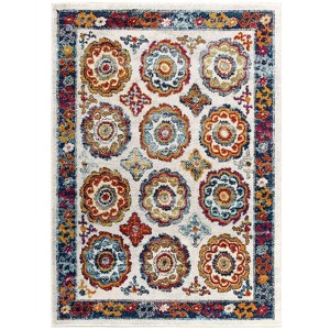 Modway Entourage Odile 8x10 Area Rug – Distressed Moroccan Trellis Design with Vintage Floral Accents - 1 of 4