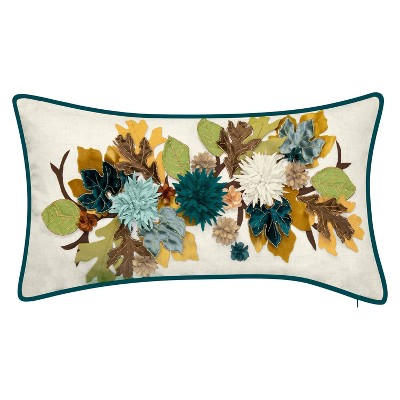 14"x26" Oversized Dimensional Harvest Leaves Lumbar Throw Pillow Gray - Edie@Home