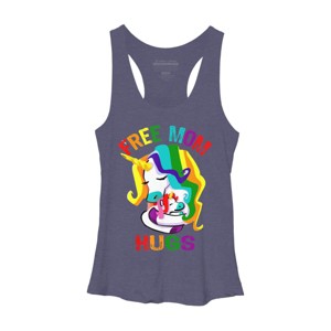 Adult Design By Humans Free Mom Hugs Unicorn Pride By Avocato Racerback Tank Top - 1 of 2