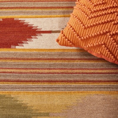 Natural Multi 5' x 5' Square Wool Kilim Area Rug