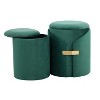 Dahlia Contemporary/Glam Nesting Ottoman Set in Green Velvet with Gold Metal Accent Pieces by LumiSource - 2 of 4