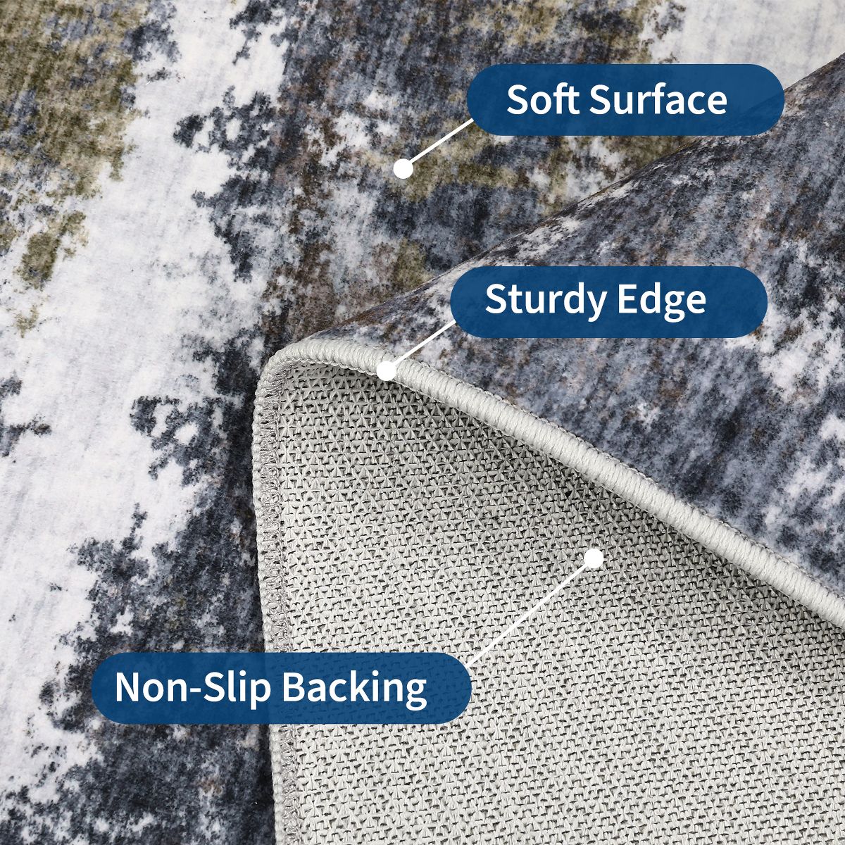Garvee Abstract Washable Area Rug, Modern Low-Pile Stain Resistant Indoor Rugs for Living Room Bedroom, Soft Foldable Accent Rug - thumbnail 4