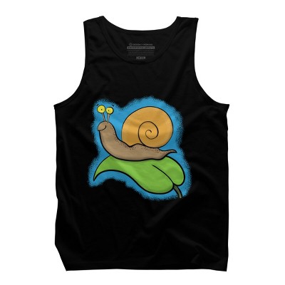 Men's Design By Humans Cute, happy snail on a leaf cartoon illustration By thefrogfactory Tank Top