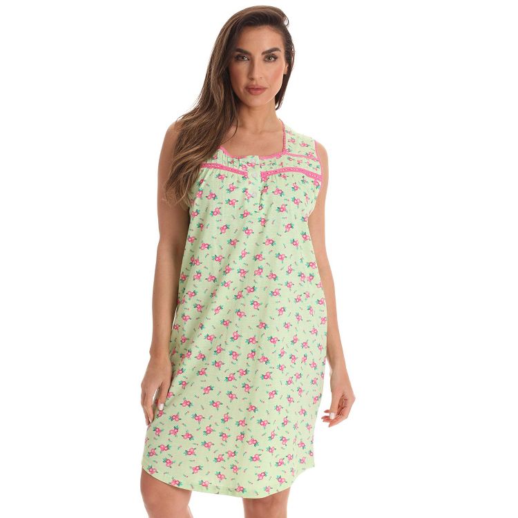 Dreamcrest 100% Cotton Sleeveless Nightgown for Women with Crochet Trim, 1 of 3