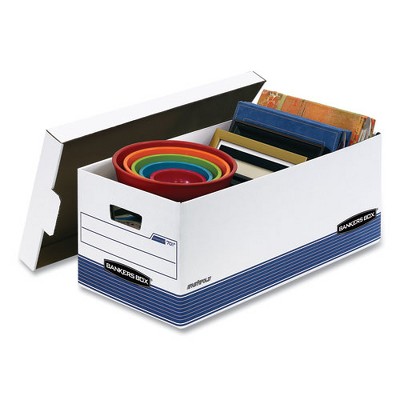 White and Blue Medium-Duty Letter Size Storage Box with Lid