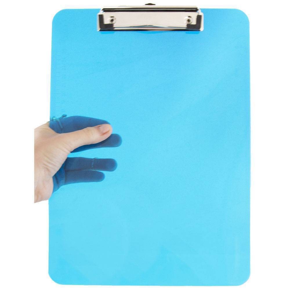 JAM Paper 9" x 12 1/2" Plastic Clipboards with Low Profile Metal Clip - Letter Size - Blue: Standard Letter Sized Clipboard