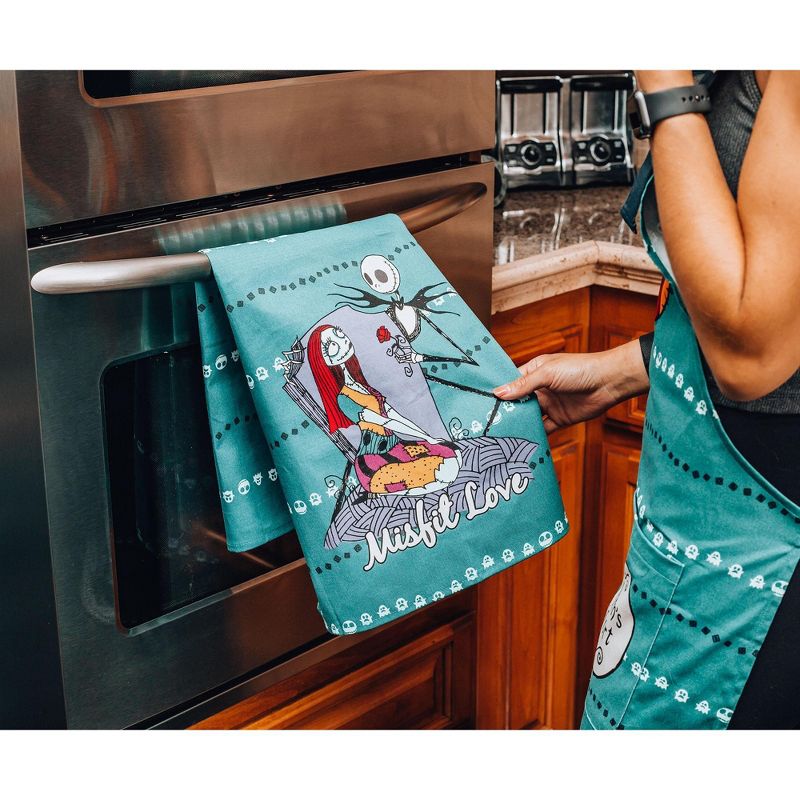 Ukonic Nightmare Before Christmas Jack and Sally Cotton Kitchen Hand Towels | Set of 2, 3 of 7