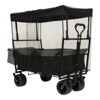 FURNIinspire Outdoor Serving Carts 480Lbs Collapsible Wagon with Canopy Lightweight Foldable Wagon with Mosquito Net, Black, 45.28"*22.83"*38.78" - 2 of 4