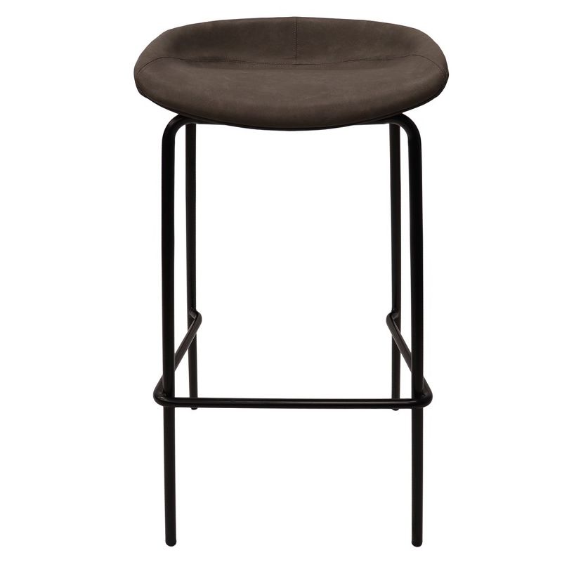 LeisureMod Servos Modern Barstool in Upholstered Faux Leather and Black Iron Frame, 5 of 10
