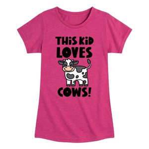 Girls' - Instant Message - This Kid Loves Cows Fitted Short Sleeve Graphic T-Shirt - 1 of 4