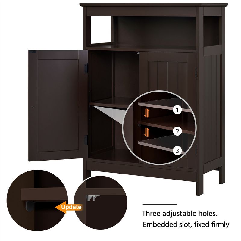 Yaheetech Wooden Bathroom Floor Cabinet with Adjustable Shelves, 6 of 11