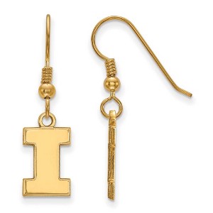 Black Bow Jewelry 14k Yellow Gold Plated Sterling Silver Illinois Fighting Illini NCAA Dangle Earrings - 1 of 3