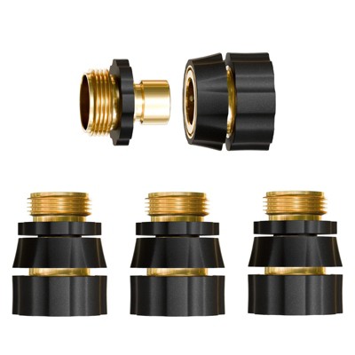 Infurnic Hose Valves and Connectors Quick Connect Hose Fittings Male/Female Set, 3/4 Inch Aluminum Garden Hose Fitting Water Hose Connector (4 Set)