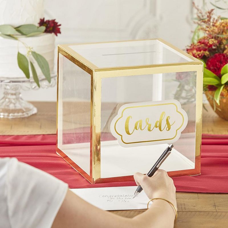 Kate Aspen Gold Frame Collapsible Acrylic Card Box | 18215NA, 4 of 9
