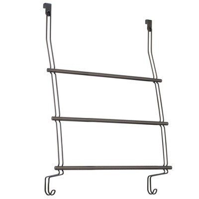 iDESIGN Classico Steel OverTheDoor Towel Rack with Storage Hooks Bronze