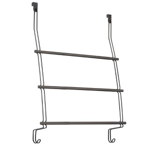 iDESIGN Classico Steel OverTheDoor Towel Rack with Storage Hooks Bronze - 1 of 4