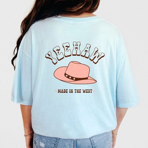 Simply Sage Market Yeehaw Made In The West Front And Back Garment Dyed Tee - 1 of 4