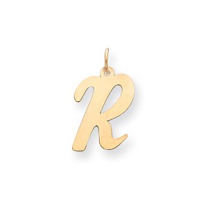Black Bow Jewelry 14k Yellow Gold, Madison Collection, Medium Script Initial Pendant A-W - 1 of 4