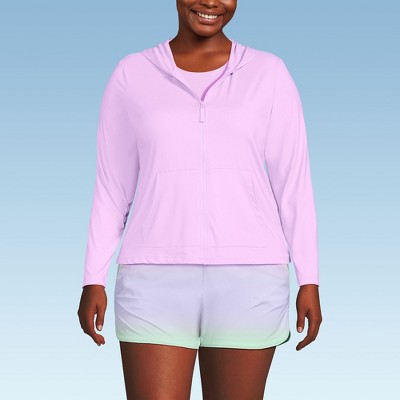 Lands' End Women's Long Sleeve Hooded Full Zip UPF 50 Rash Guard
