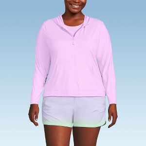 Lands' End Women's Long Sleeve Hooded Full Zip UPF 50 Rash Guard - 1 of 3