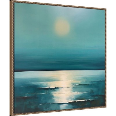 Blue Ocean Sunrise Lithograph Canvas Wall Art, 30x30
