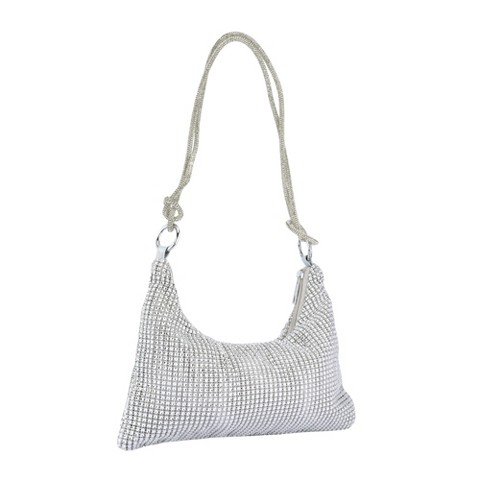 INSPIRE CHIC Sparkly Rhinestone Clutch Purses for Women Evening Bag Prom Party Shoulder Bag Silver 11.4*0.8*5.1 inchse