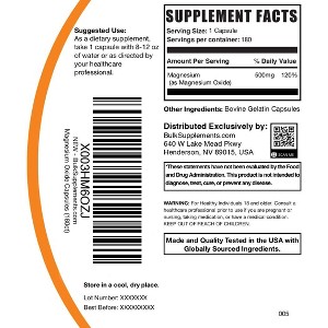 BulkSupplements Magnesium Oxide Capsules - 1 of 4