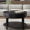 MOEPISY Modern Round Coffee Table with Storage and Hidden Compartment, Adjustable Leveling Feet Black - 2 of 4