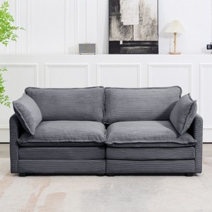 HYLEORY U-Shaped Sectional Sofa , Indoor Furniture Convertible Modular Corduroy Sectional Sofa Set with 2 Ottomans for Living Room - 1 of 4