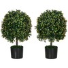 HOMCOM Set of 2 20.75" Artificial Boxwood Topiary Trees with Fruit, Potted Indoor Outdoor Fake Plants for Home Office Living Room Decor, Orange - 4 of 4