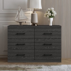 Galano Hamsper 6 Drawer Dresser (Interlock) - Dark Grey Oak - 1 of 4