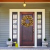 Attop 20'' Fall Wreath Autumn Wreath for Front Door with Brown Magnolia Leaves and Small Pomegranate Fruits for Home Outdoor Decoration - 3 of 4