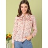 INSPIRE CHIC Women's Ruffle Collar Long Sleeve Button Down Floral Blouses - 2 of 4