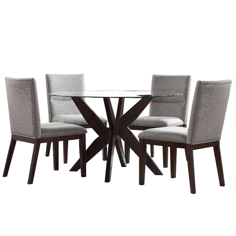 5pc Amalie Dining Set Brown/Beige Chairs - Steve Silver Co., 1 of 9