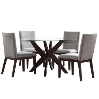 5pc Amalie Dining Set Brown/Beige Chairs - Steve Silver Co.