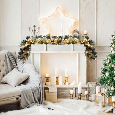 6FT Christmas Wreath, Outdoor Christmas Decorations Door Wreath Artificial PVC Accented with Soft Fabric Ribbons