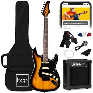 Best Choice Products 39in Full Size Beginner Electric Guitar Kit with Case Strap Amp Whammy Bar Sunburst