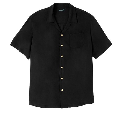 Black Cotton Button up Shirt for Men Short Sleeved Button Down -  Hong  Kong