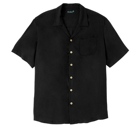 KS Island by KingSize Men's Big & Tall Solid Rayon Short-Sleeve Shirt - Big  - 2XL, Black