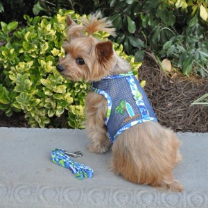 Doggie Design Cool Mesh Dog Harness with Matching Leash-Surfboard Blue and Green - 1 of 4
