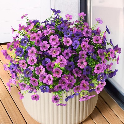 Artificial Flowers for Outdoors Faux Plants Fake Flowers,12 Bundles Faux Silk Colorful Daisy Realistic UV Resistant for Outside Home