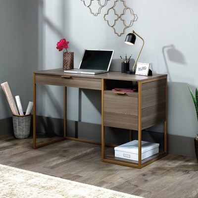 Diamond Ash Elegance 52'' Wood and Metal Home Office Desk with Filing Cabinet
