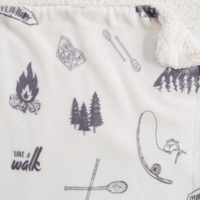 Camping Adventure Fleece Sherpa Reversible Throw Blanket