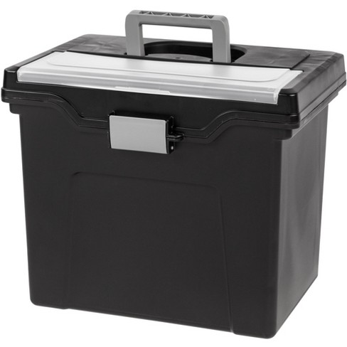 Iris Usa Portable Letter Size File Box With Built-in Organizer Lid