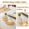 PAGED Modern Wood Grain Nesting Design Oval Coffee Table with Glass Top,2-Layer Tea table Center Table for Living Room,Bedroom - 4 of 4