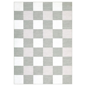 Washable Modern Checkered Plaid Rug Non Slip Low Pile Rug Soft Geometric Throw Floor Cover Foldable Indoor Carpet for Living Room Bedroom Playroom - 1 of 4