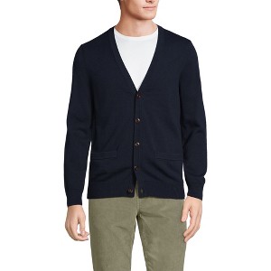 Lands' End Men's Fine Gauge Cotton Cardigan - 1 of 3