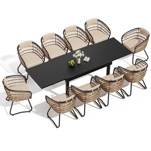 Crestlive Products Modern Aluminum Outdoor Dining sets Expandable Patio Dining Table with arm chairs for 4-10 People Outside - 1 of 4